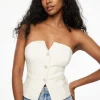 Blouses & Tops | Blouses & Tops-Dynamite Buttoned Corset Tube Top White