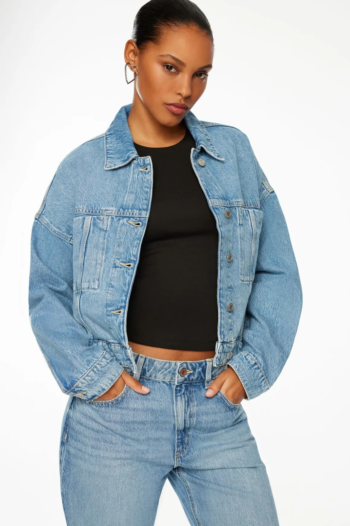 Jeans & Denim | Coats & Jackets-Dynamite Buttoned Denim Jacket Blue