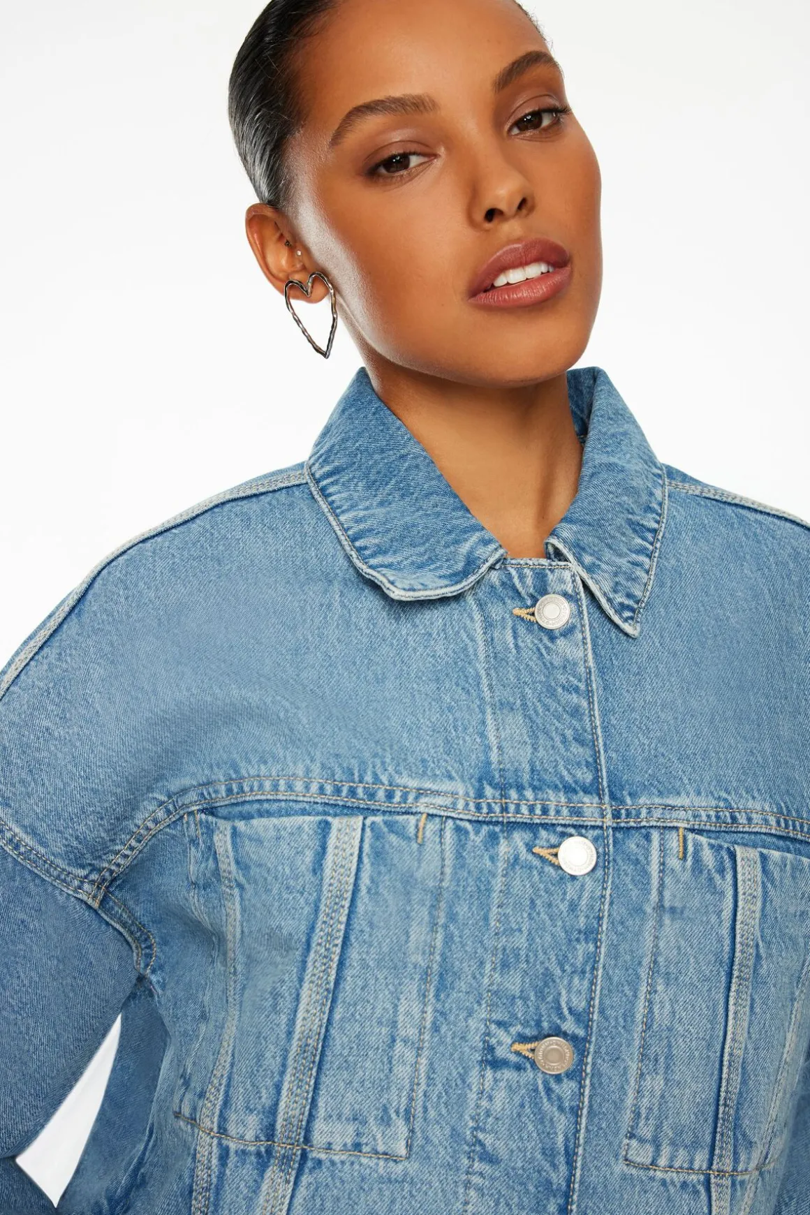 Jeans & Denim | Coats & Jackets-Dynamite Buttoned Denim Jacket Blue