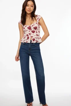Blouses & Tops | Short Sleeve Tops-Dynamite Button-Up Peplum Blouse Burgundy