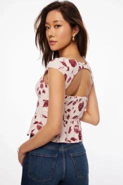 Blouses & Tops | Short Sleeve Tops-Dynamite Button-Up Peplum Blouse Burgundy