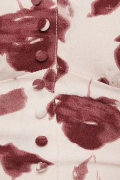 Blouses & Tops | Short Sleeve Tops-Dynamite Button-Up Peplum Blouse Burgundy