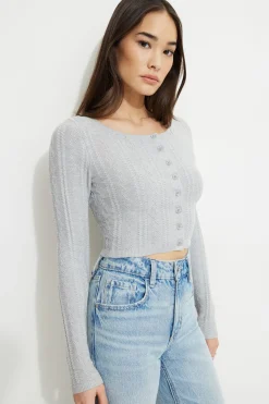 Sweaters & Cardigans | Online Exclusives-Dynamite Cable Knit Cardigan Gray