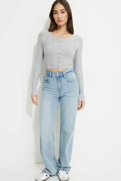 Sweaters & Cardigans | Online Exclusives-Dynamite Cable Knit Cardigan Gray