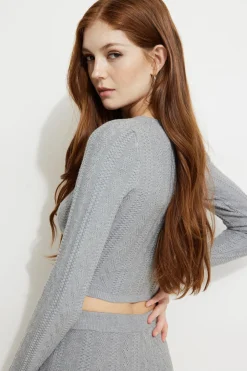 Sweaters & Cardigans | Matching Sets-Dynamite Cable Knit Cardigan Grey