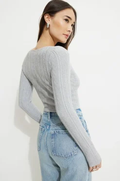 Sweaters & Cardigans | Online Exclusives-Dynamite Cable Knit Cardigan Gray