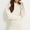 Online Exclusives-Dynamite Cable Knit Crewneck Sweater White