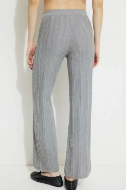Pants | Online Exclusives-Dynamite Cable Knit Flared Pants Gray
