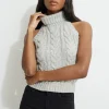 Sweaters & Cardigans | Bestsellers-Dynamite Cable Knit Halter Top Grey