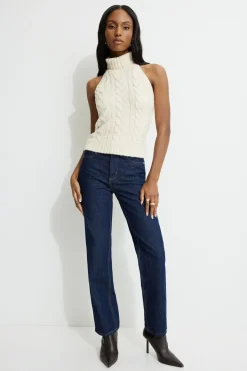 Sweaters & Cardigans | Bestsellers-Dynamite Cable Knit Halter Top White