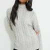 Sweaters & Cardigans | Online Exclusives-Dynamite Cable Knit Mock Neck Sweater Gray