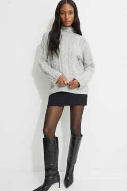 Sweaters & Cardigans | Online Exclusives-Dynamite Cable Knit Mock Neck Sweater Gray