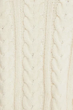 Sweaters & Cardigans | Sweaters-Dynamite Cable Knit Mock Neck Sweater White