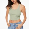 Tees & Tanks-Dynamite Camden Scoop Neck Crop Top Green