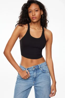 Tees & Tanks | Tees & Tanks-Dynamite Camden Scoop Neck Crop Top Black