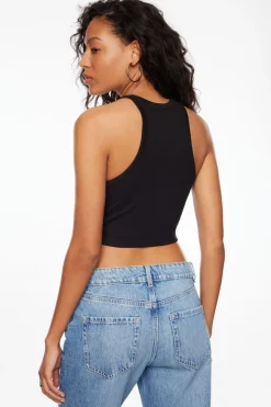 Tees & Tanks | Tees & Tanks-Dynamite Camden Scoop Neck Crop Top Black