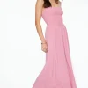 Dresses & Jumpsuits | Midi & Maxi Dresses-Dynamite Cami Ruched Linen Maxi Dress Red