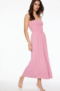 Dresses & Jumpsuits | Midi & Maxi Dresses-Dynamite Cami Ruched Linen Maxi Dress Red