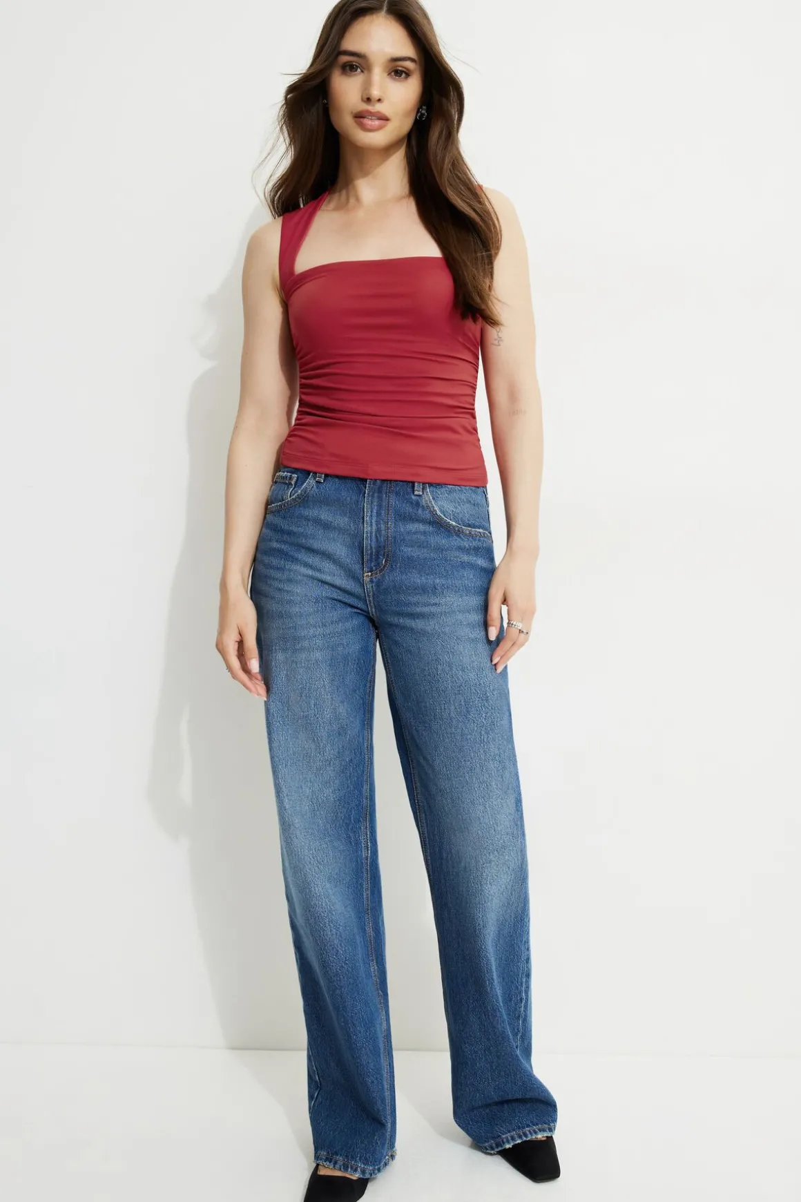 Tees & Tanks | Bestsellers-Dynamite Cherry Bolero Tank Top Red