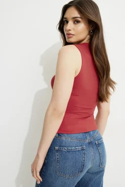 Tees & Tanks | Bestsellers-Dynamite Cherry Bolero Tank Top Red