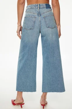 Jeans & Denim-Dynamite Chloe Ultra Wide Leg Crop Jeans Blue
