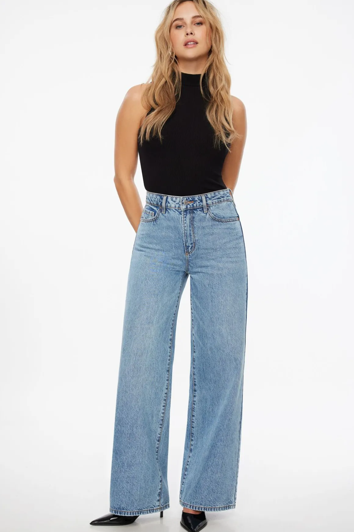 Jeans & Denim-Dynamite Chloe Ultra Wide Leg Jeans Blue