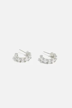 Earrings-Dynamite Chunky Gem Hoop Earrings Gray