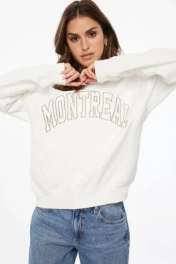 Long Sleeve Tops-Dynamite Classic Appliqué Crew Neck Sweatshirt White