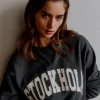 Long Sleeve Tops-Dynamite Classic Appliqué Crew Neck Sweatshirt Gray