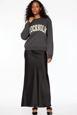 Long Sleeve Tops-Dynamite Classic Appliqué Crew Neck Sweatshirt Gray