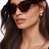Sunglasses-Dynamite Classic Wide Arm Cat-Eye Sunglasses Brown