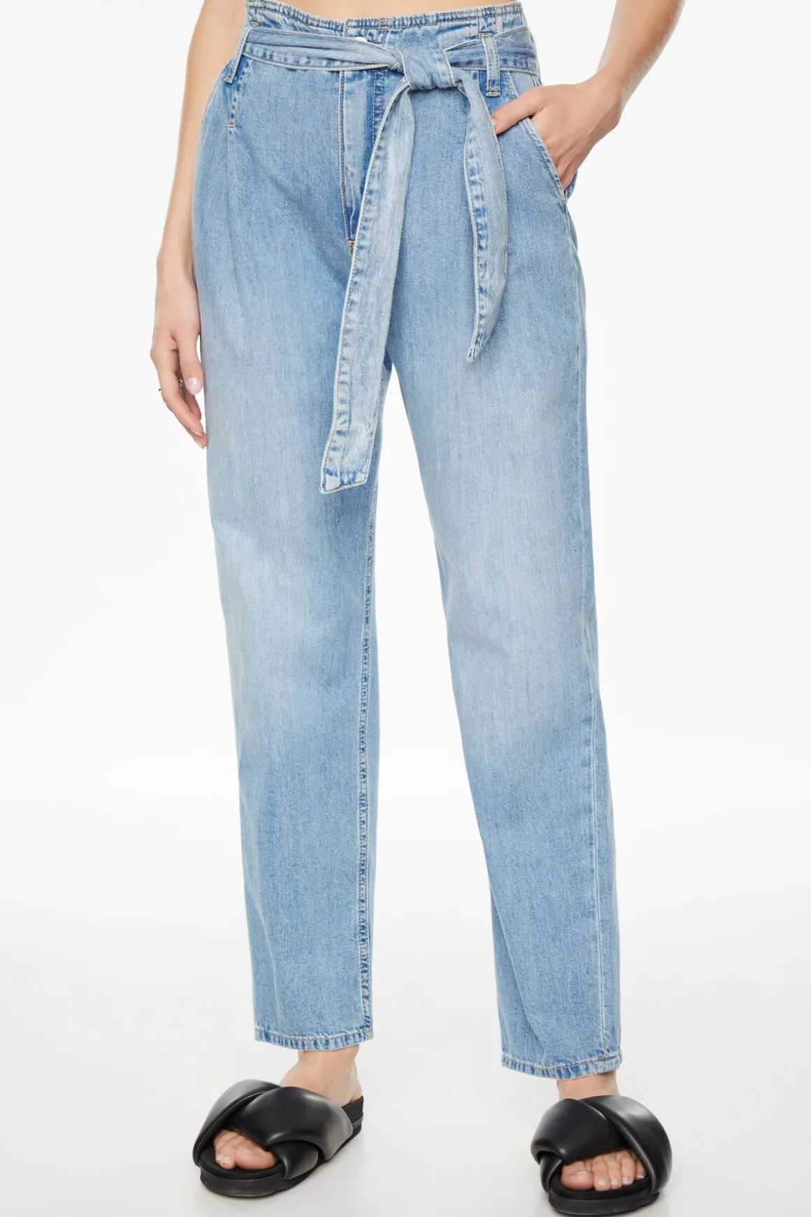 Jeans & Denim-Dynamite Claudia Lightweight Paper Bag Mom Jeans Blue