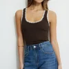Tees & Tanks | Tees & Tanks-Dynamite Contrast Stitch Tank Top Brown