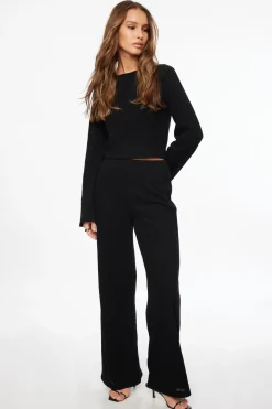 Tees & Tanks | Tees & Tanks-Dynamite Crewneck Crochet Top Black