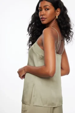 Blouses & Tops | Blouses & Tops-Dynamite Crinkled Satin Cami Green