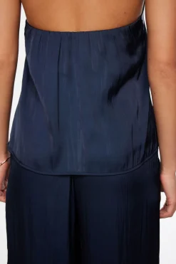 Blouses & Tops | Blouses & Tops-Dynamite Crinkled Satin Halter Top Blue