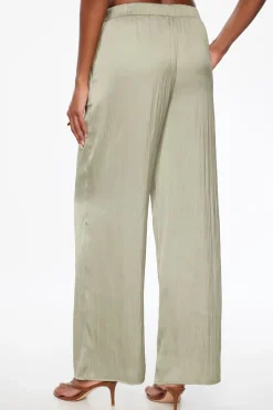 Pants | Wide Leg Pants-Dynamite Crinkled Wide Leg Satin Pants Green