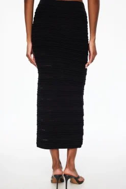 Skirts & Skorts-Dynamite Crocheted Open Stitch Midi Skirt Black