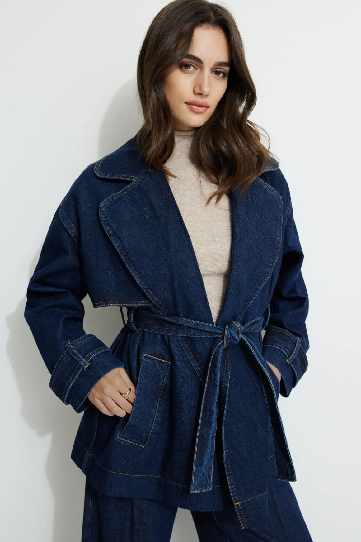 Jeans & Denim | Coats & Jackets-Dynamite Cropped Denim Trench Coat Blue