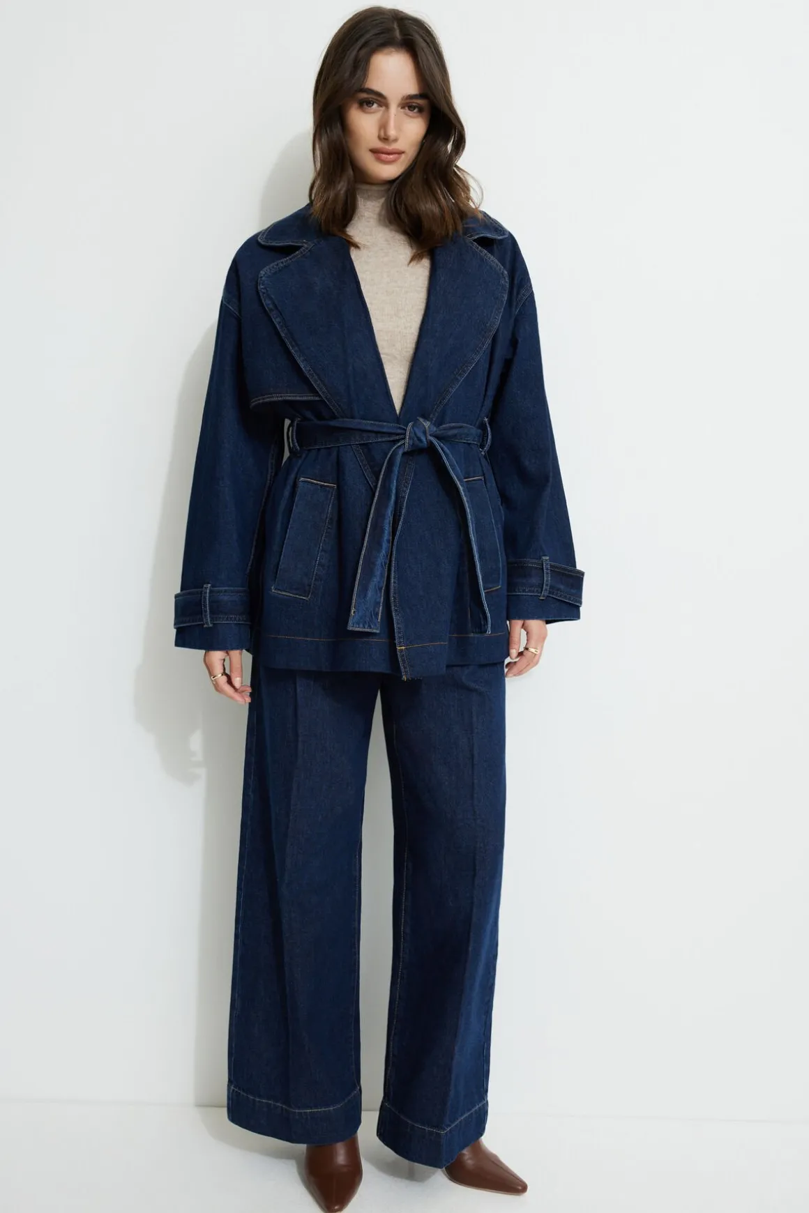 Jeans & Denim | Coats & Jackets-Dynamite Cropped Denim Trench Coat Blue