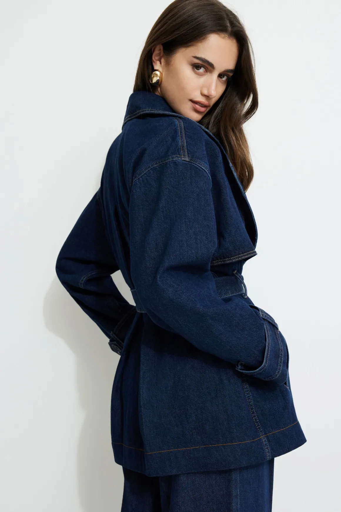 Jeans & Denim | Coats & Jackets-Dynamite Cropped Denim Trench Coat Blue