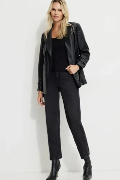 Coats & Jackets | Classic Coats-Dynamite Cropped Faux Leather Trench Coat Black