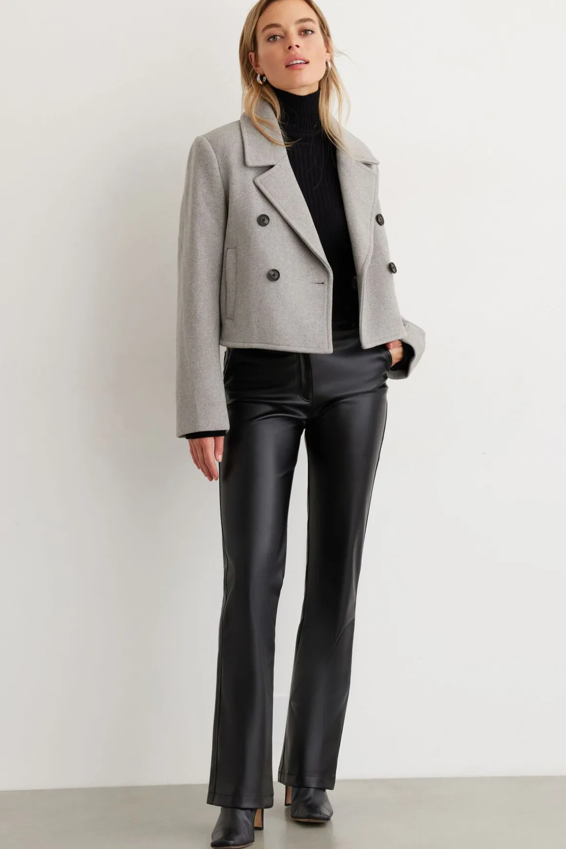 Coats & Jackets | Classic Coats-Dynamite Cropped Peacoat Gray