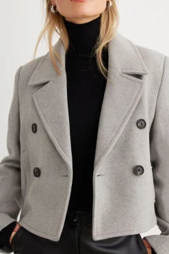 Coats & Jackets | Classic Coats-Dynamite Cropped Peacoat Gray