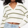 Sweaters & Cardigans | Sweaters-Dynamite Cropped Polo Sweater Green