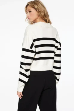 Sweaters & Cardigans | Sweaters-Dynamite Cropped Polo Sweater White