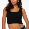 Sweaters & Cardigans | Sweaters-Dynamite Cropped Square Neck Tank Top Black