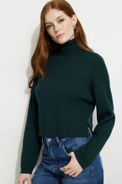 Sweaters & Cardigans | Sweaters-Dynamite Cropped Turtleneck Sweater Green