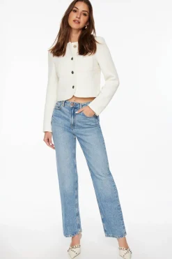 Blazers & Vests-Dynamite Cropped Tweed Blazer White