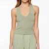 Sweaters & Cardigans | Sweaters-Dynamite Cross Back Sweater Tank Top Green